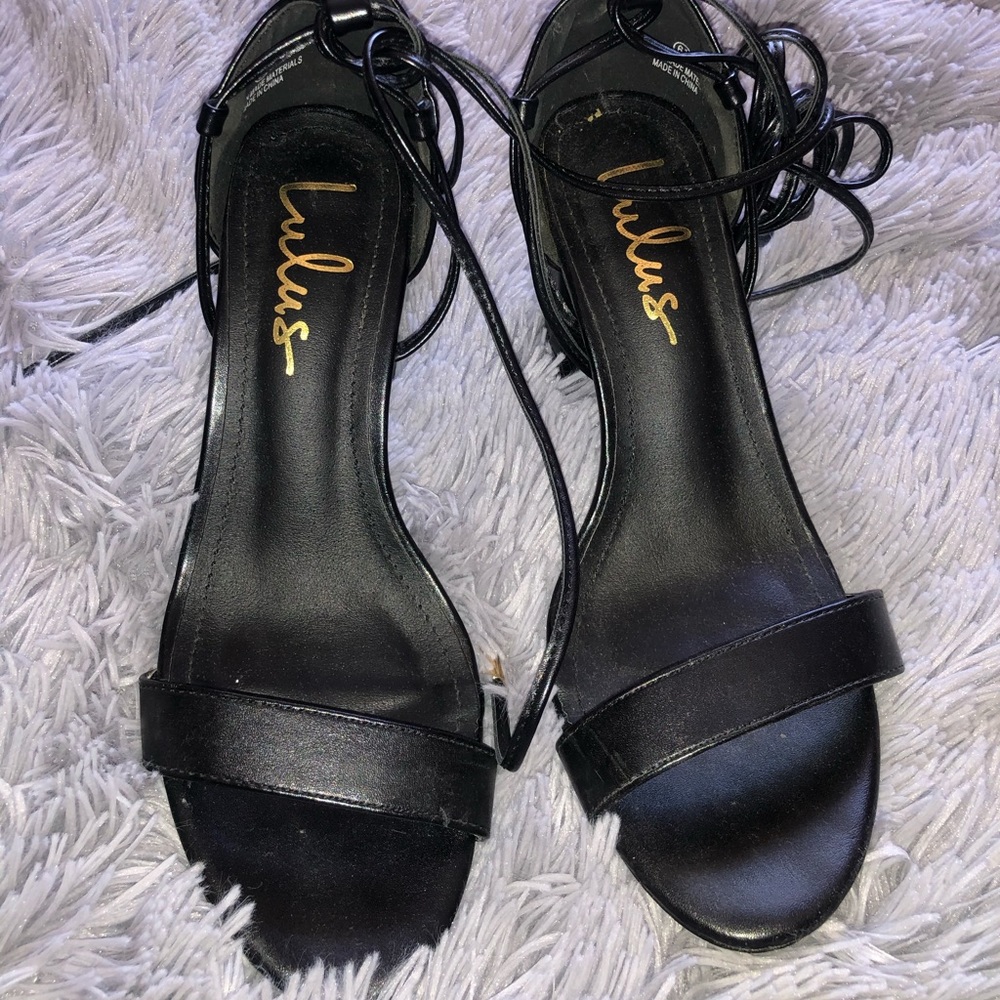 Lulu’s Black Lace Up Heels